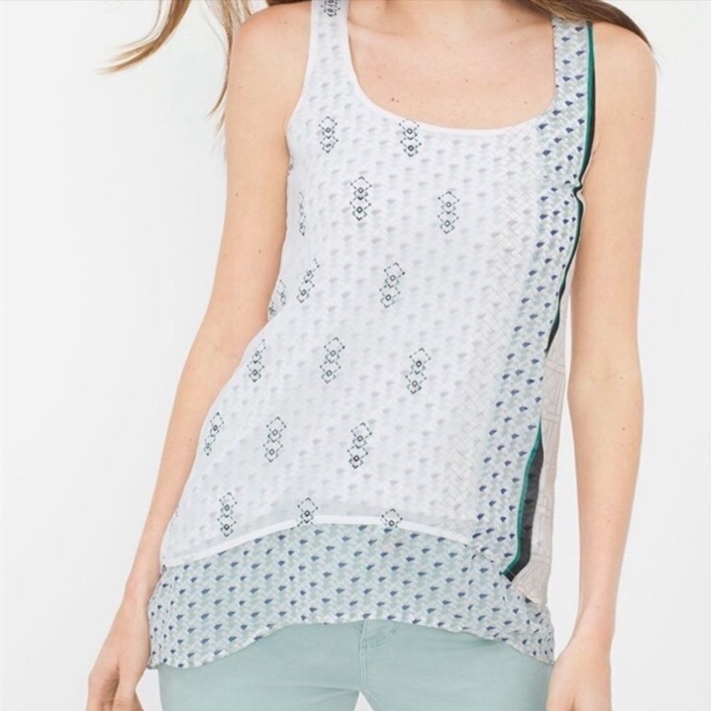 White House Black Market White Patterned Tank Top